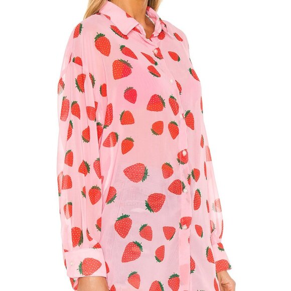RESA - strawberry print button down - Picture 3 of 5